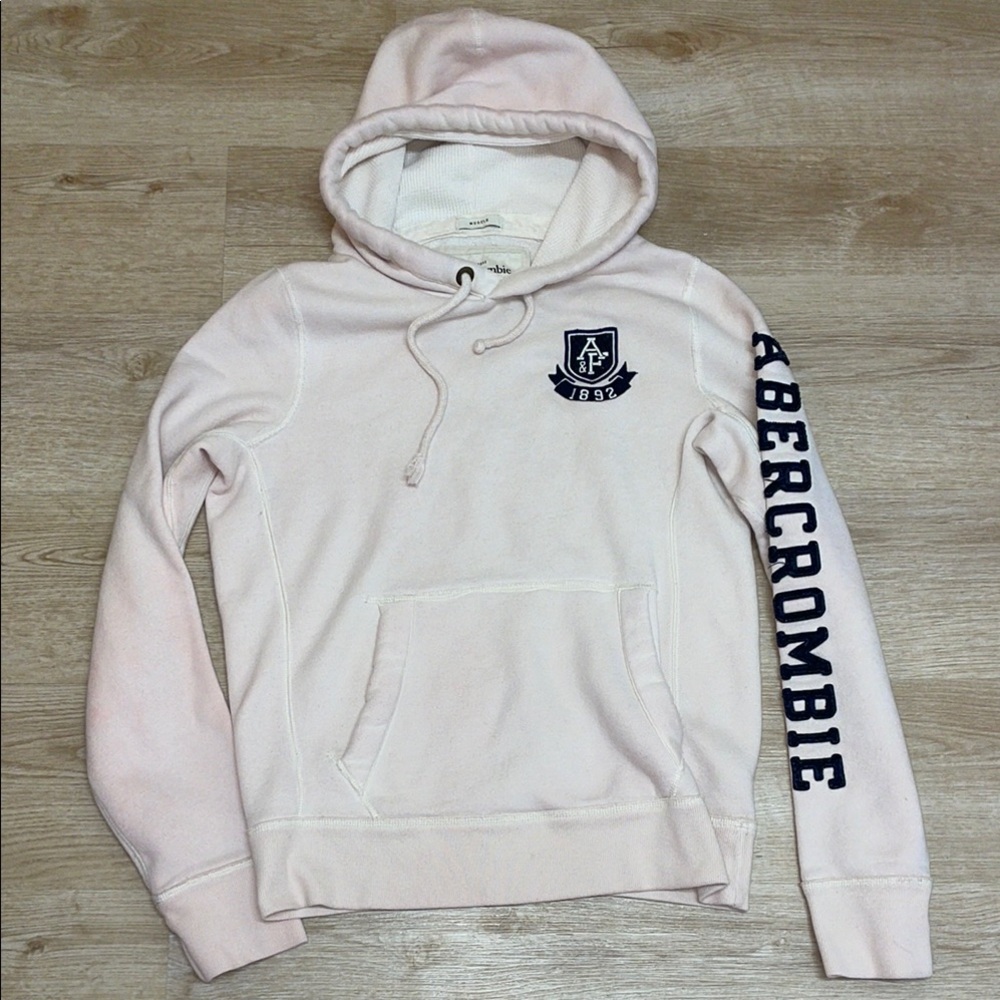 Abercrombie & Fitch Muscle pale pink ombré Logo Brand Sweatshirt Junior’s Large